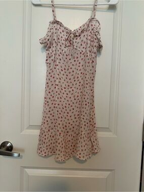 Free People Cream Mini Dress with Red Floral Print